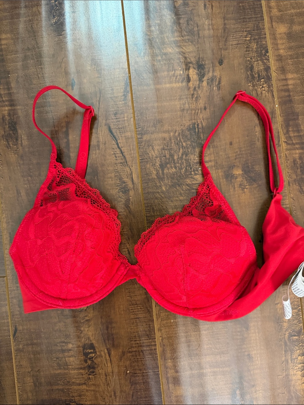 Calvin Klein Red Lace Underwire Bra